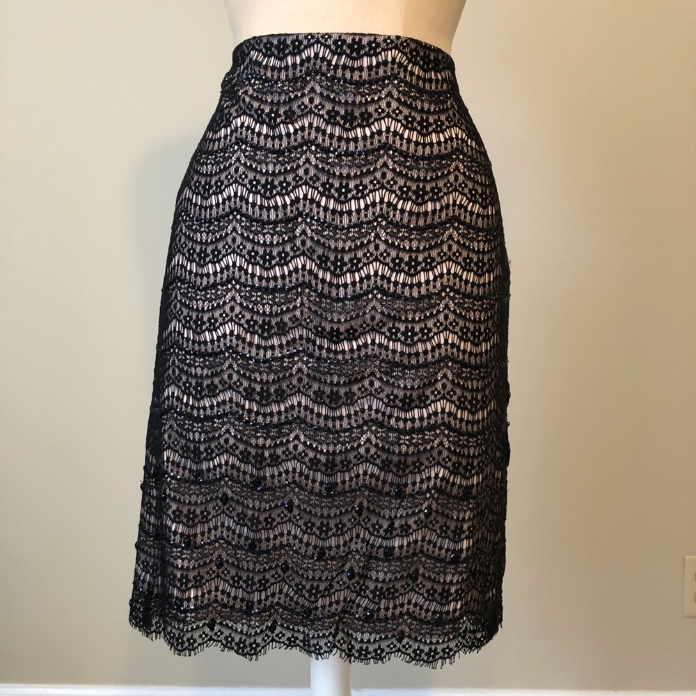 NWT Ann Taylor black lace & sequin skirt sz 12p